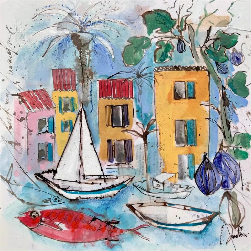 Gemälde Le pays Niçois von Colombo Cécile | Gemälde Figurativ Acryl, Pastell Landschaften