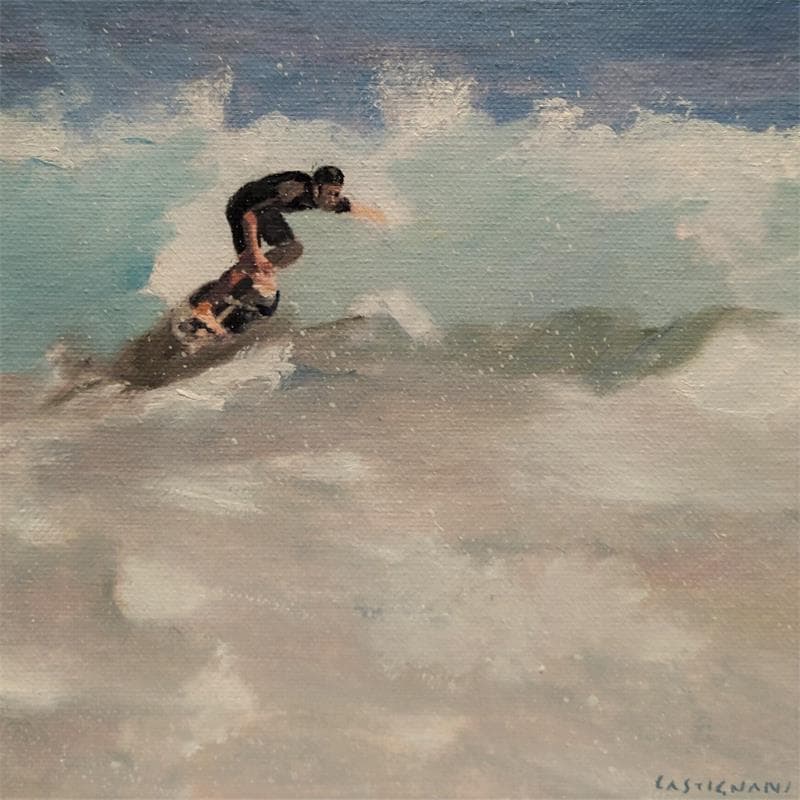 Painting SURFING SURF 2 by Castignani Sergi | Painting Figurative Acrylic, Oil Landscapes, Life style