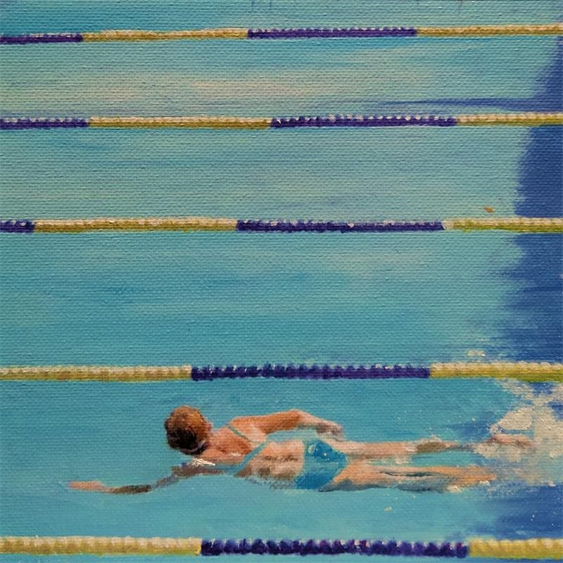 Painting SWIMMER 4 by Castignani Sergi | Painting Figurative Life style Oil Acrylic