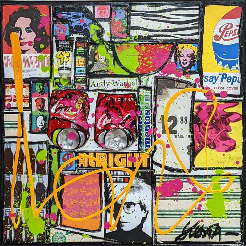 Painting Pop Alright by Costa Sophie | Painting Street art Acrylic, Gluing, Posca, Upcycling