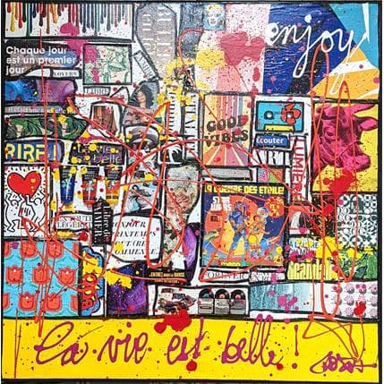 Painting Enjoy la vie est belle by Costa Sophie | Painting Street art Mixed Pop icons