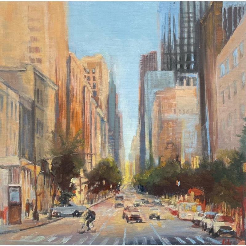 Painting A clear day in the city by Galileo Gabriela | Painting Figurative Oil, Watercolor Urban