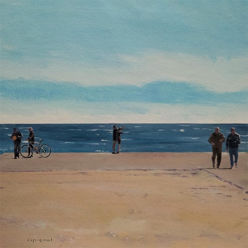 Painting LES GENS DE MER 1 by Castignani Sergi | Painting Figurative Landscapes Life style Oil Acrylic