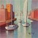 Gemälde AN232 Sortie du port von Burgi Roger | Gemälde Figurativ Landschaften Urban Marine Acryl
