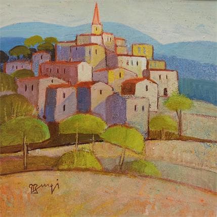 Painting A036 Village perché by Burgi Roger | Painting Figurative Acrylic Landscapes, Pop icons, Urban