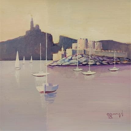 Painting AN230 Château d'If by Burgi Roger | Painting Figurative Landscapes, Marine, Minimalist