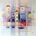 Painting A044 La ville bleue  by Burgi Roger | Painting Raw art Mixed Marine