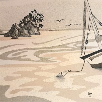Peinture Basse mer par Jovys Laurence  | Tableau Matiérisme Sable Marine, Paysages