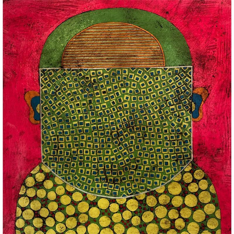 Peinture Green Witness 4 par Ortiz Gustavo | Tableau Art Singulier bois, Collage minimaliste