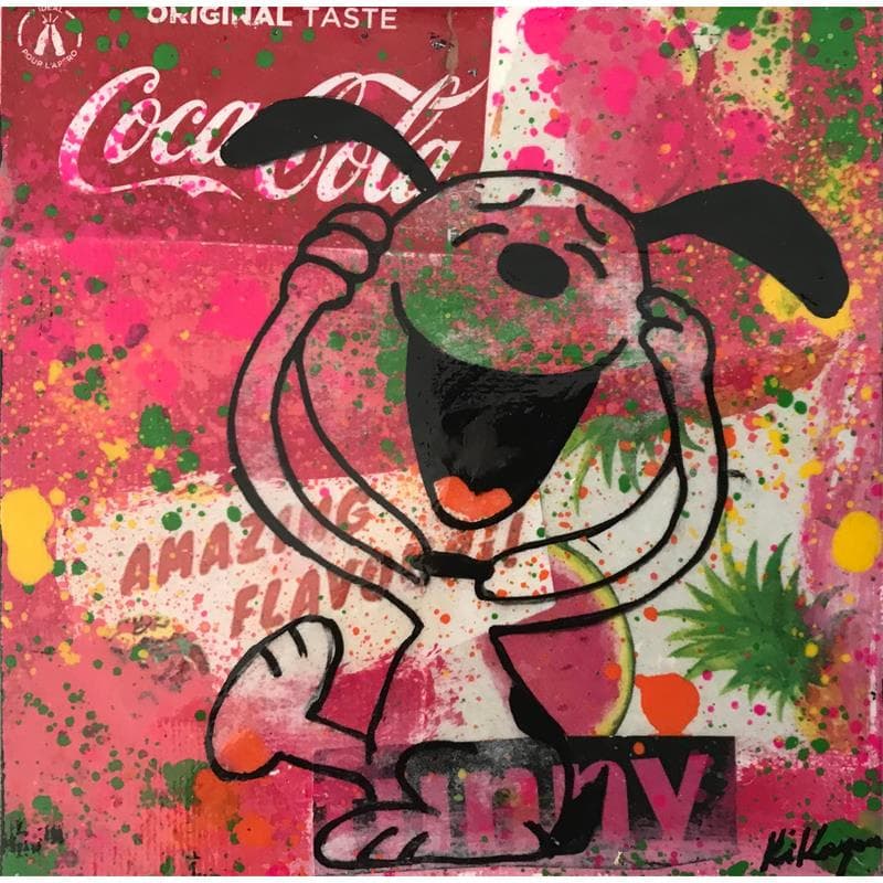 Peinture Snoopy MDR par Kikayou | Tableau Pop Art Mixte icones Pop