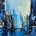 Painting NY in blue by Dessein Pierre | Painting Figurative Oil