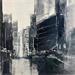 Painting black city by Dessein Pierre | Painting Abstract Oil