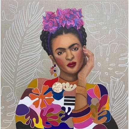 Painting Frida by Rosângela | Painting Figurative Mixed Pop icons, Portrait
