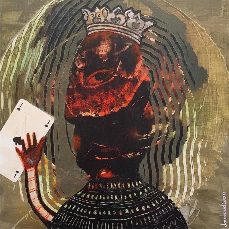 Gemälde Reine de Saba et l'as de pique von Doudoudidon | Gemälde Art brut Metall Porträt