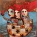Gemälde Vaisseauf du coeur von Doudoudidon | Gemälde Art brut Marine Alltagsszenen