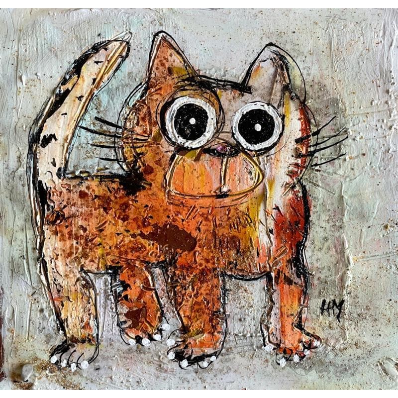 Painting Surprised Cat by Maury Hervé | Painting Figurative Animals