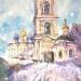 Painting Church by Volynskih Mariya  | Painting Figurative Landscapes Urban Architecture Watercolor