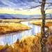 Gemälde River von Volynskih Mariya  | Gemälde Figurativ Landschaften Natur Aquarell