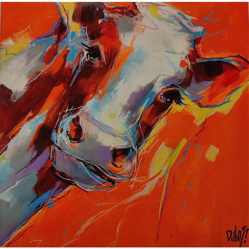 Painting Dans les yeux by Dubost | Painting Figurative Acrylic Animals