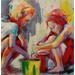 Painting Jeux de plage by Dubost | Painting Figurative Acrylic Life style