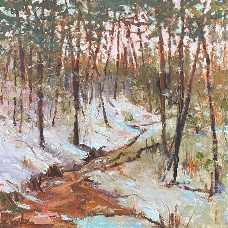 Painting Winter Dawn by Carrillo Cindy  | Painting Figurative Oil Landscapes
