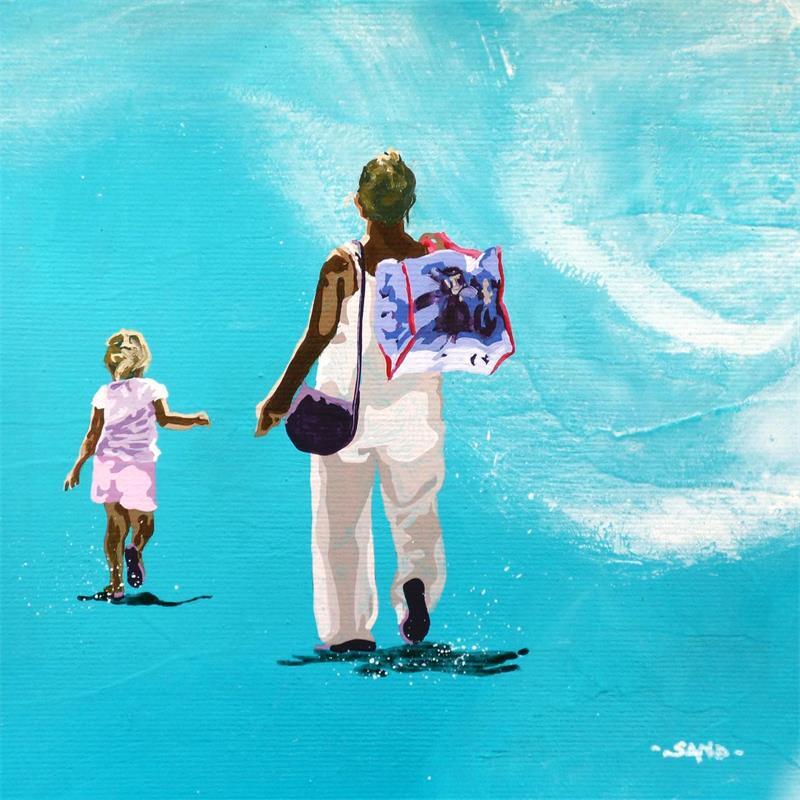 Gemälde maman d'influence von Sand | Gemälde Figurativ Marine Alltagsszenen Acryl