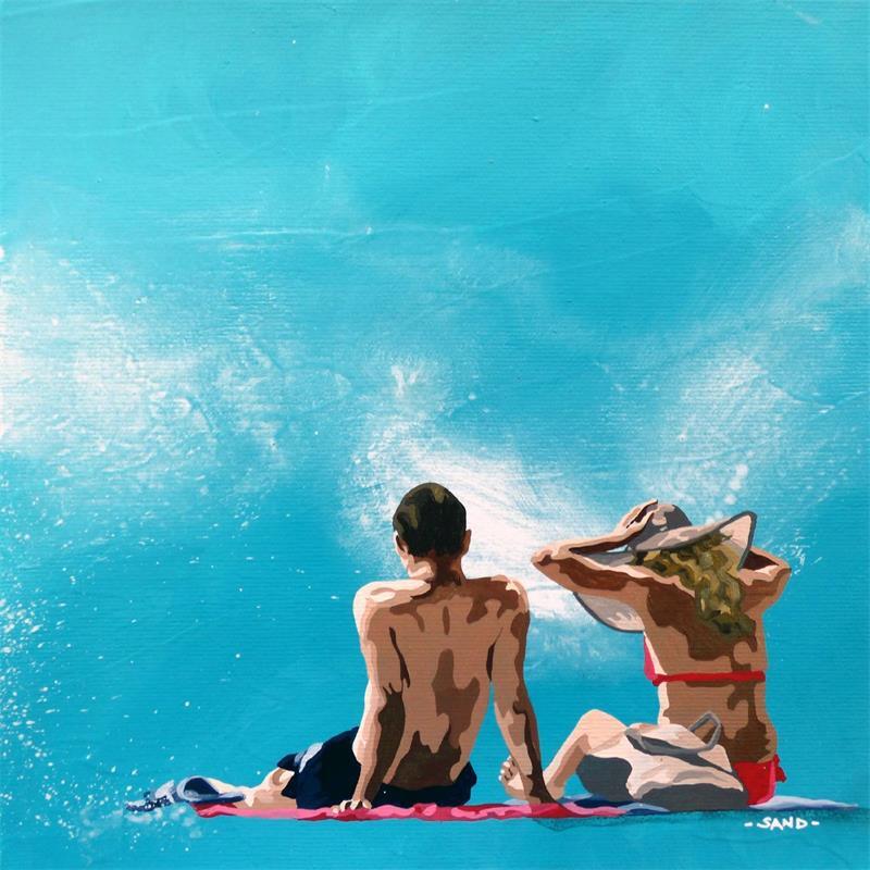 Gemälde brise d'Atlantique en duo von Sand | Gemälde Figurativ Marine Alltagsszenen Acryl