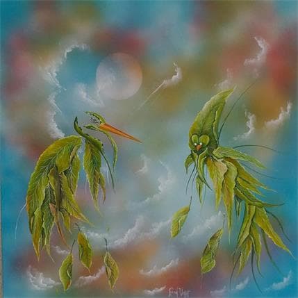 Painting Les amis du ciel by Valot Lionel | Painting Surrealism Acrylic, Oil