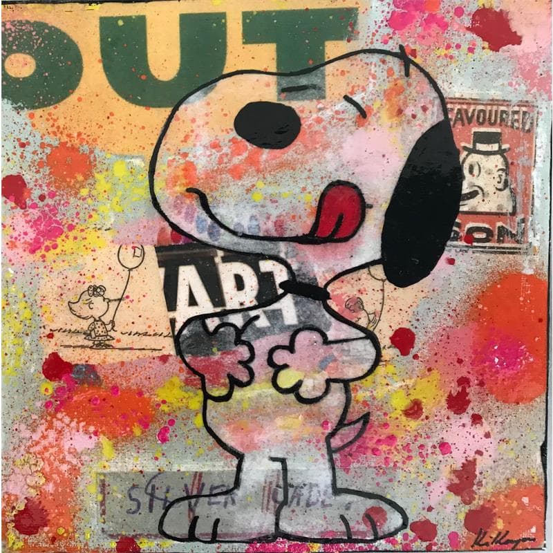 Painting Snoopy Miam by Kikayou | Painting Pop art Mixed Pop icons