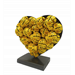 Sculpture Heartskull Jaune points noir by VL | Sculpture Pop art Mixed