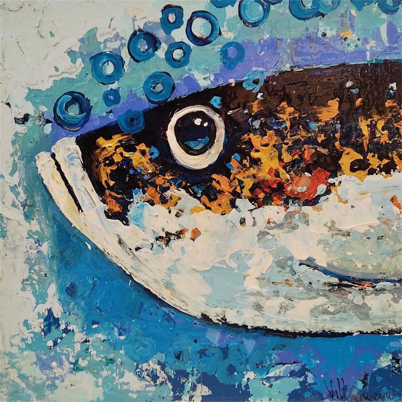 Painting Bleu by Villanueva Puigdelliura Natalia | Painting Figurative Mixed Marine Animals