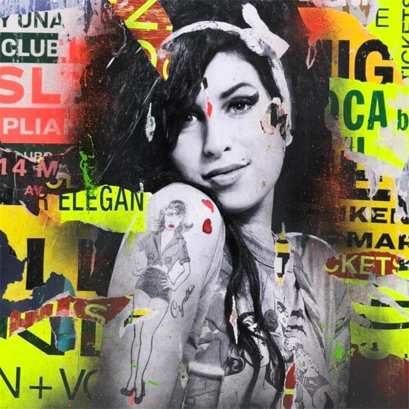 Painting AMY by Mestres Sergi | Painting Street art Mixed Portrait Urban Pop icons
