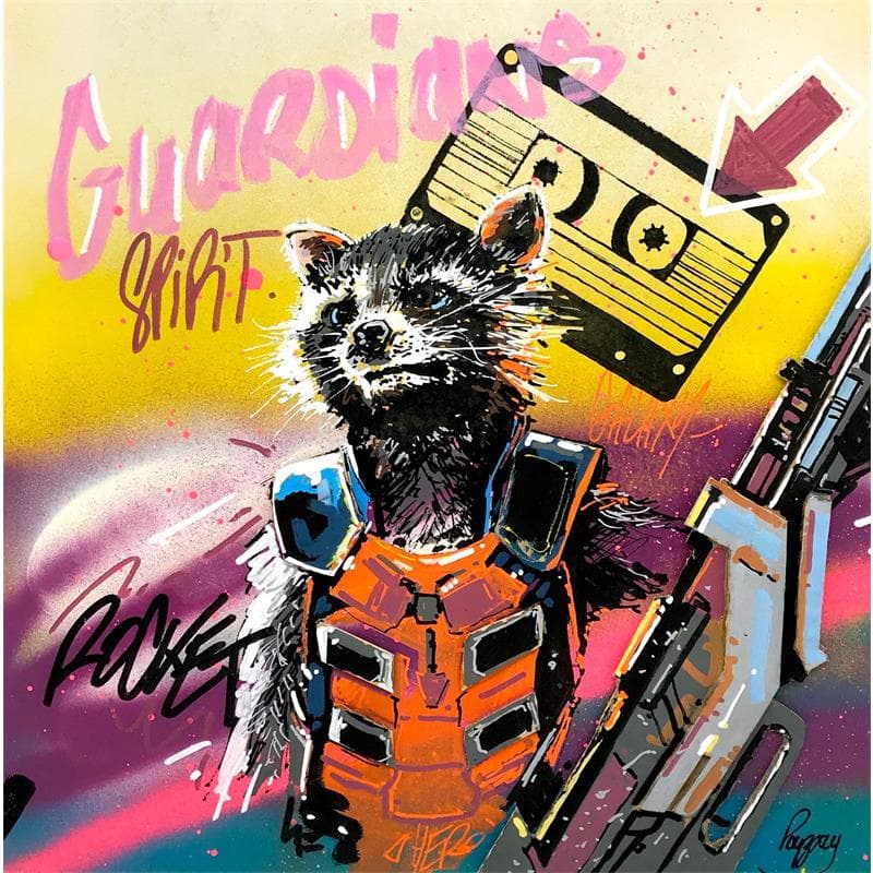 Painting Racoon superstar by Pappay | Painting Street art Mixed Pop icons