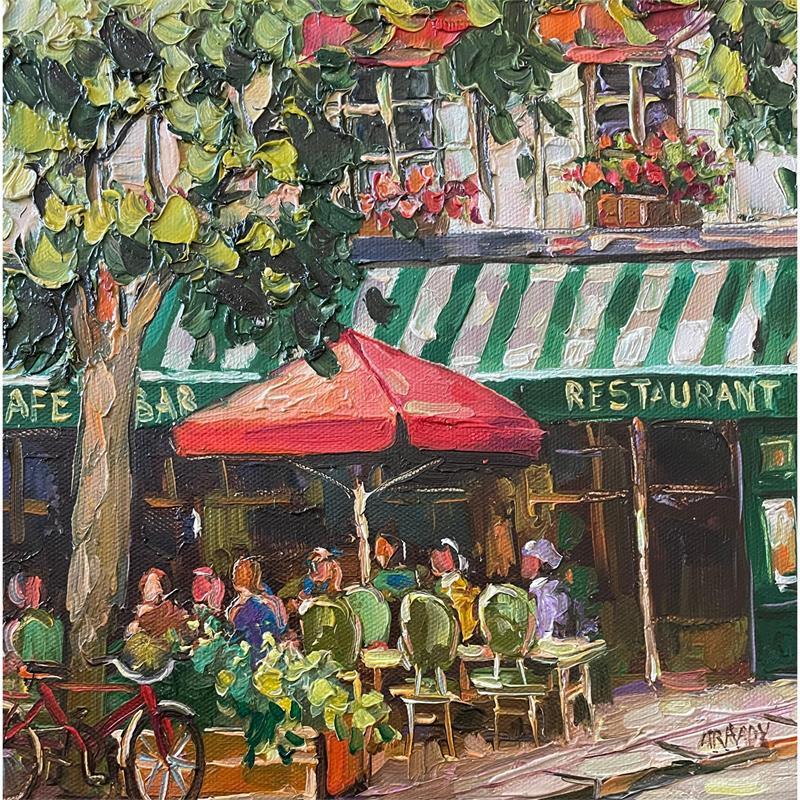 Peinture Un café en terrasse par Arkady | Tableau Figuratif Huile scènes de vie