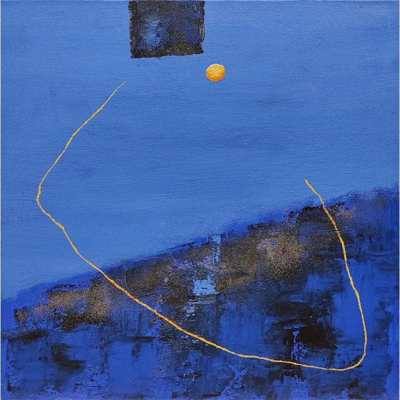 Gemälde Abstract blue E3 von Wilms Hilde | Gemälde Abstrakt Minimalistisch Acryl Collage
