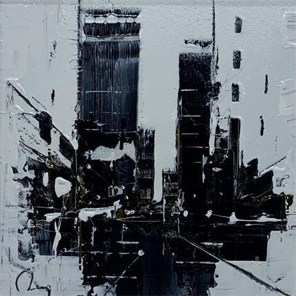 Painting Down the road by Rey Julien | Painting Figurative Mixed Black & White, Minimalist, Urban