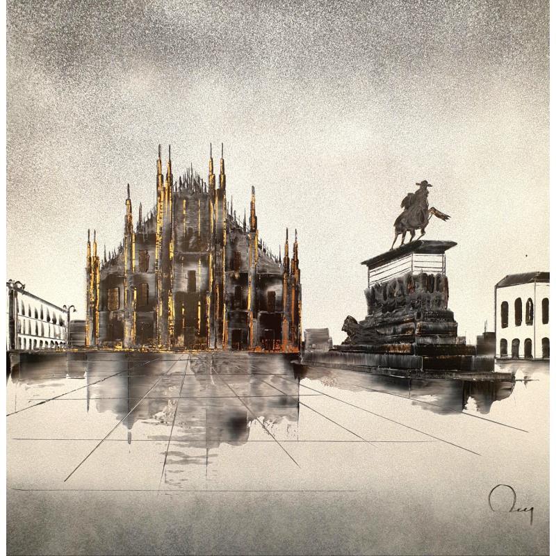 Peinture Duomo au matin par Rey Julien | Tableau Figuratif Acrylique, carton Urbain
