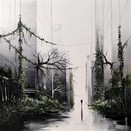 Peinture Mystérieuse nature par Galloro Maurizio | Tableau Figuratif Huile noir & blanc, Paysages, Vues urbaines