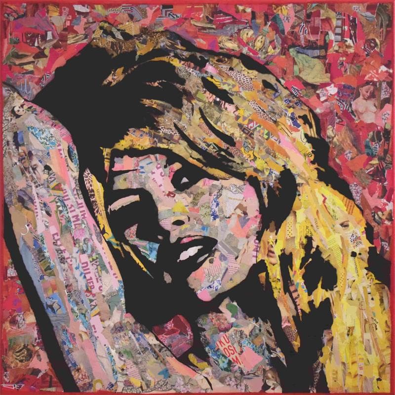 Gemälde Brigitte Bardot von G. Carta | Gemälde Pop-Art Acryl, Collage, Graffiti Pop-Ikonen