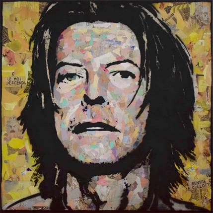 Gemälde David Bowie von G. Carta | Gemälde Pop-Art Acryl, Collage, Graffiti Pop-Ikonen