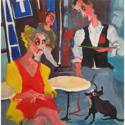 Gemälde Et pour le chien de madame von Doucedame Christine | Gemälde Figurativ Acryl Alltagsszenen