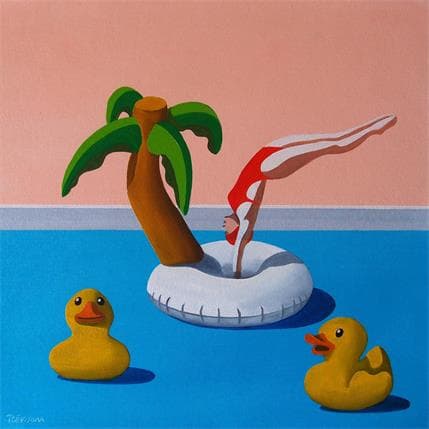 Gemälde Game in the pool von Trevisan Carlo | Gemälde Figurativ Öl Minimalistisch