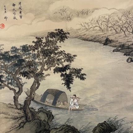 Painting From whom has come the song of jade flute unseen? It fills the forest, spread by wind of spring by Amblard Rui | Painting  Watercolor