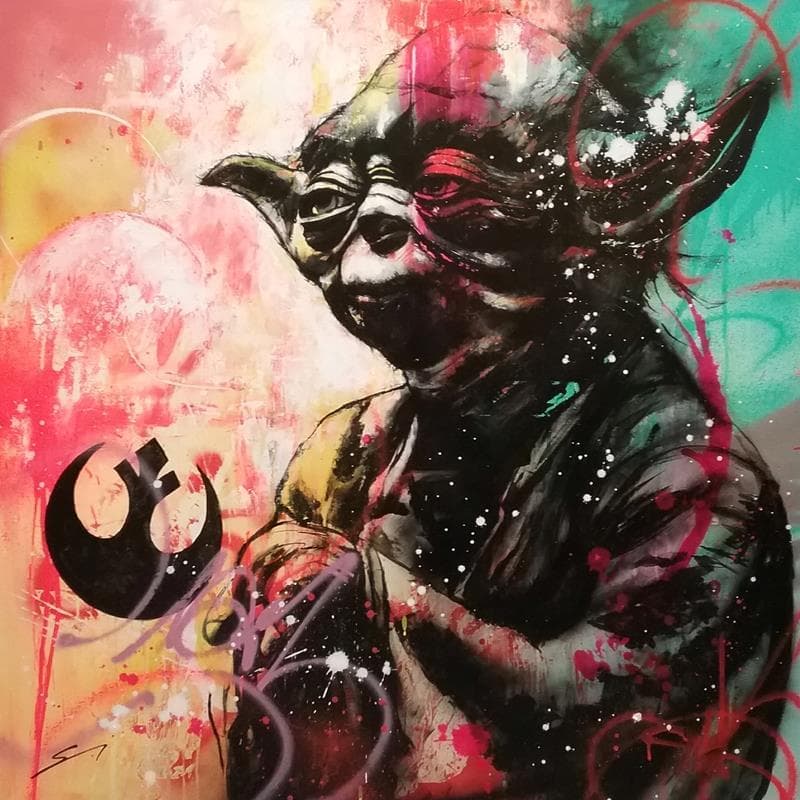 Peinture Yoda par Mestres Sergi | Tableau Pop-art Graffiti Icones Pop