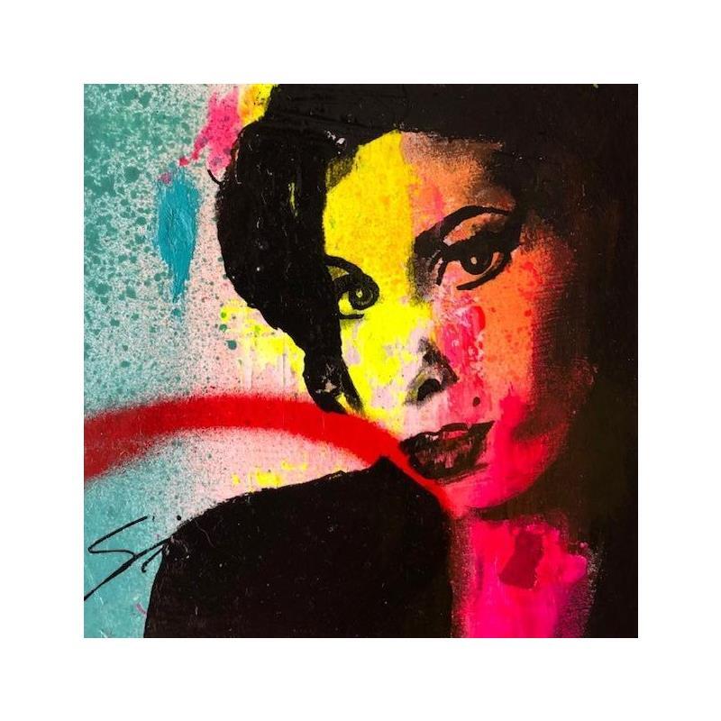 Painting amy winehouse by Mestres Sergi | Painting Pop-art Portrait Pop icons Graffiti Cardboard Acrylic
