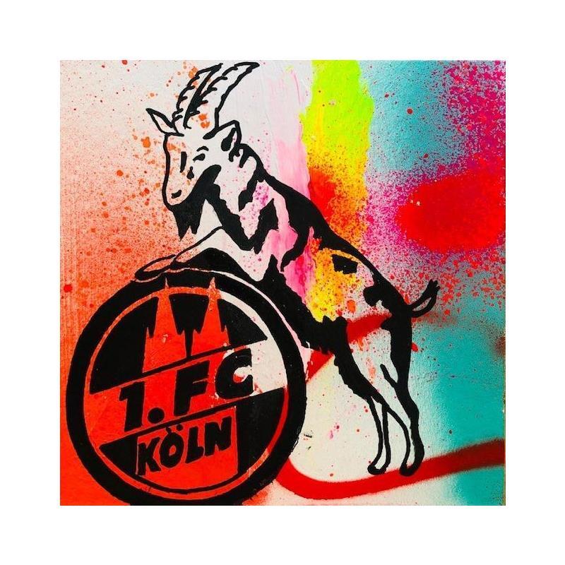 Painting Koln FC by Mestres Sergi | Painting Naive art Acrylic, Cardboard, Graffiti Pop icons, Sport, Urban
