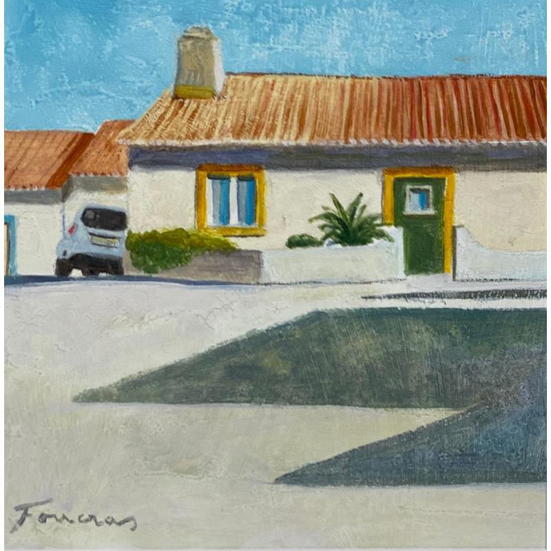 Painting La maison sur la place by Foucras François | Painting Figurative Landscapes Mixed