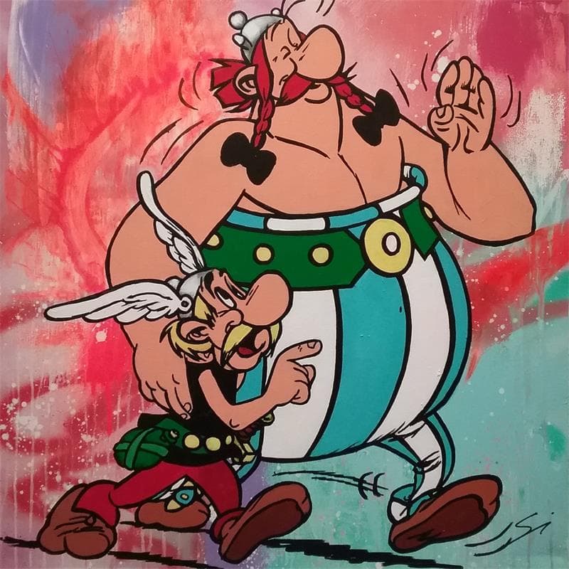 Painting Astérix et Obélix by Mestres Sergi | Painting Pop-art Graffiti Pop icons