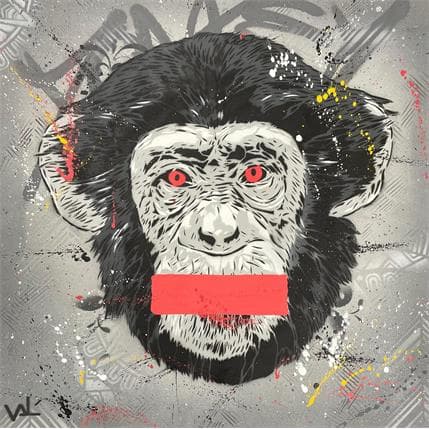 Painting Three Wise Monkeys by Valérian Lenud | Painting Street art Graffiti, Mixed Animals