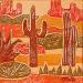 Peinture  0b DESERT. Rouge et orange par Devie Bernard  | Tableau Figuratif Matiérisme Paysages Carton Acrylique